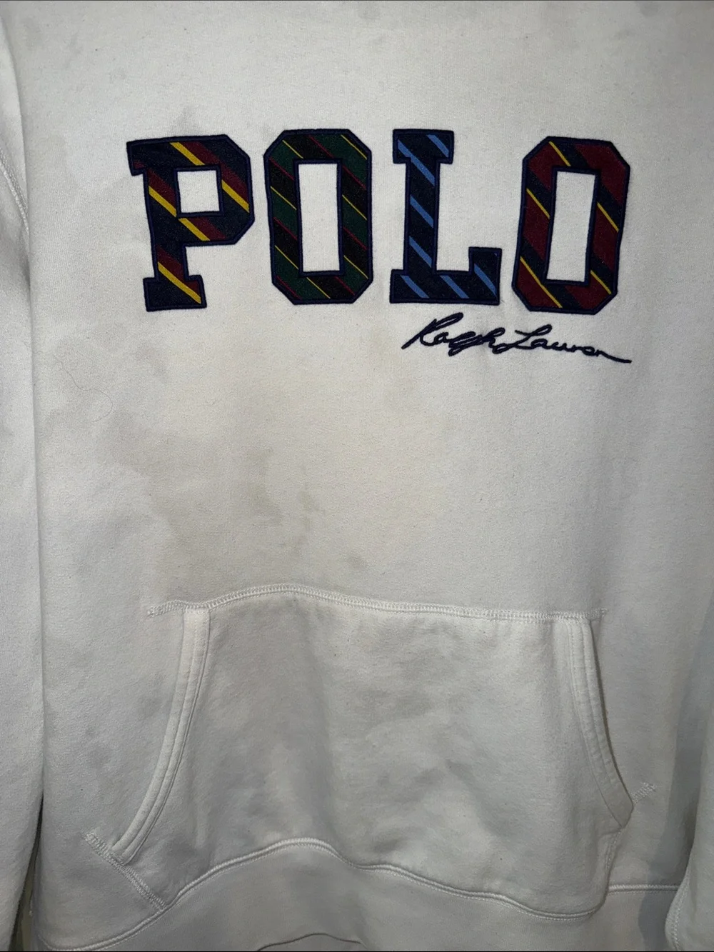 Polo by Ralph Lauren White Hoodie with Multicolor POLO Logo